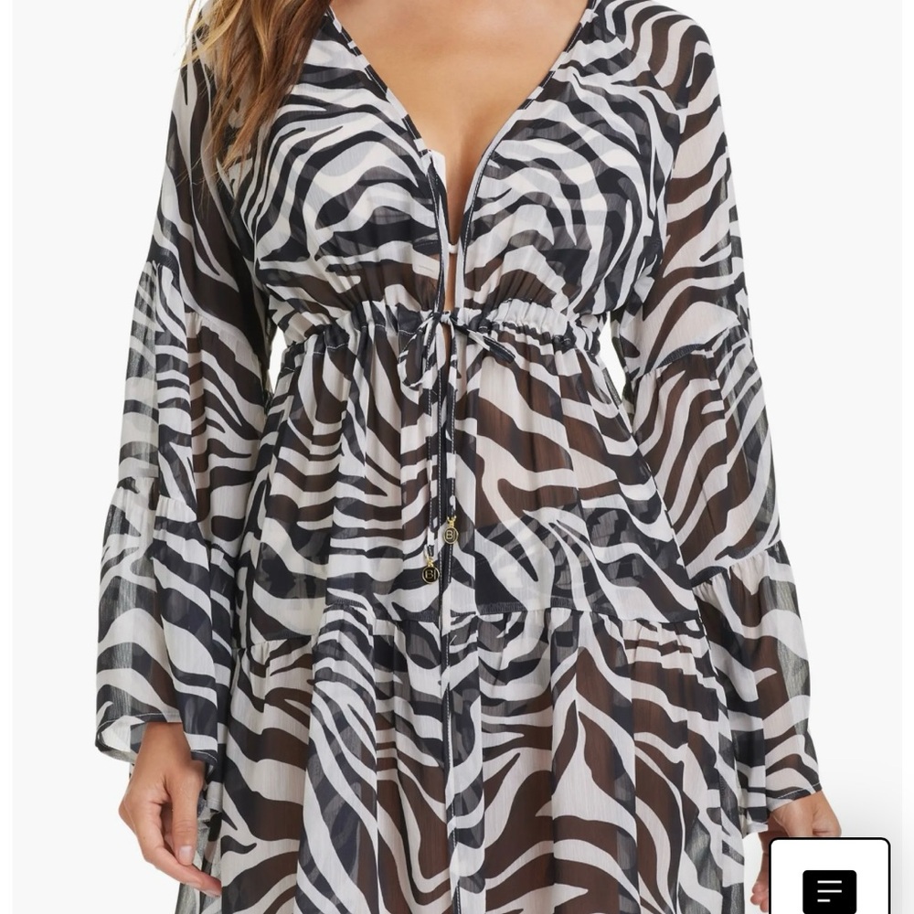 Bleu Rod Beattie Black and White Zebra Swim Cover-Up
